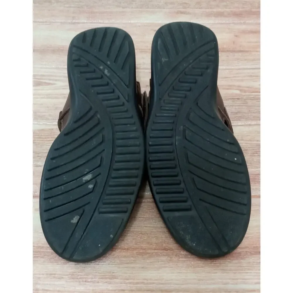 Men's Sandals Shoes Mexican Cklass Brown Leather Hook & Loop Size Size 9